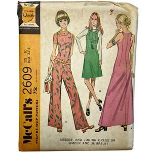 McCall's 2609 Vintage Sewing Pattern Dress or Jumper & Jumpsuit Size 10 Uncut